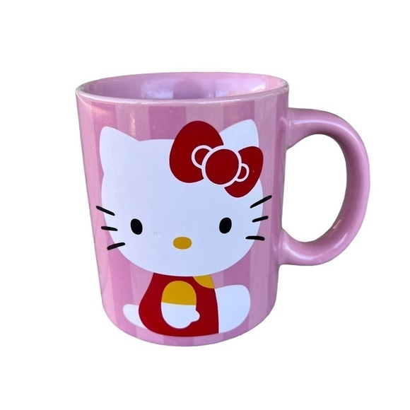 Sanrio Hello Kitty Pink Stripe Coffee Tea Mug - Picture 1 of 6